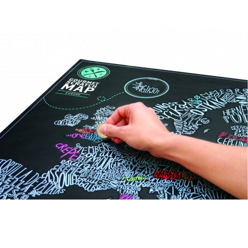 Scratch Map Skrabekort Gourmet Europakort med nationalretter