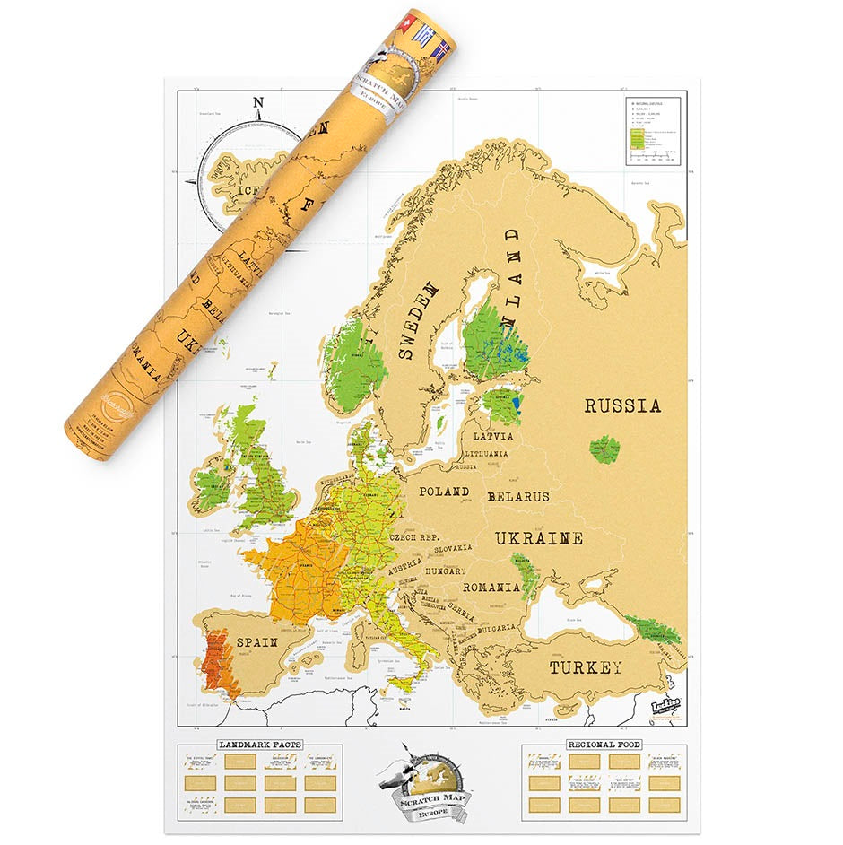 Scratch Map Skrabekort Europe Europakort