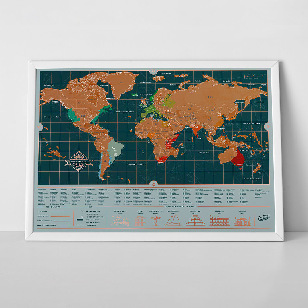 Scratch Map Skrabekort Backpacker Travel Verdenskort til rejse