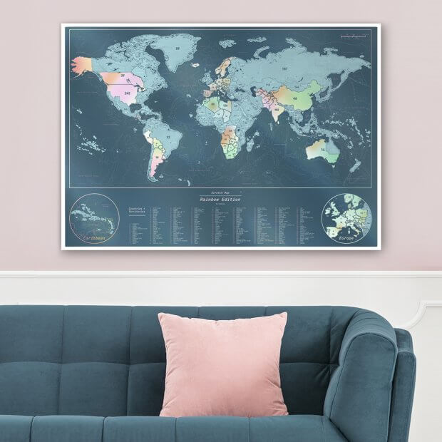 Scratch Map Skrabekort Rainbow Verdenskort