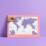Scratch Map Skrabekort Neon Lilla Verdenskort