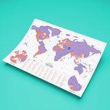 Scratch Map Skrabekort Neon Lilla Verdenskort