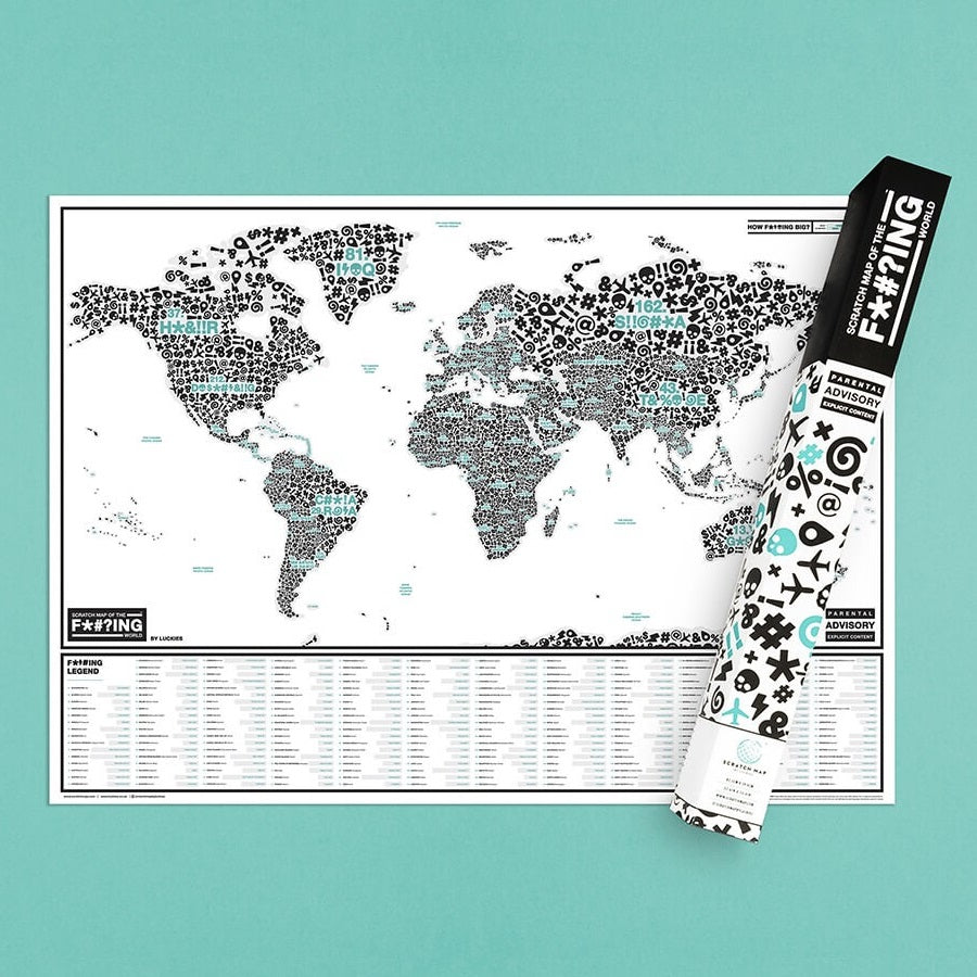 Scratch Map Of The F*#?ing World Skrabekort Verdenskort