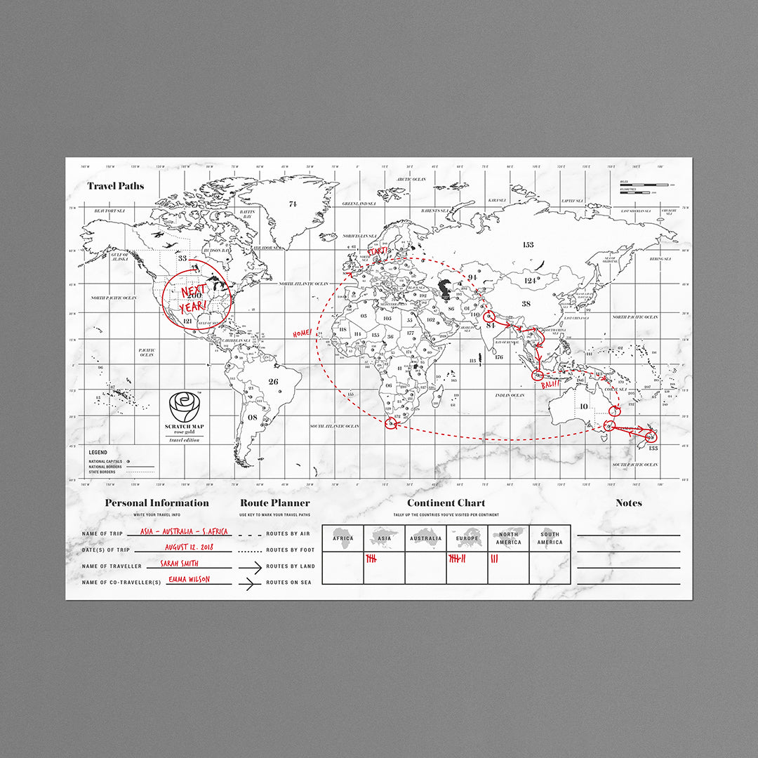 Scratch Map Skrabekort Rose Gold Travel Verdenskort til rejse