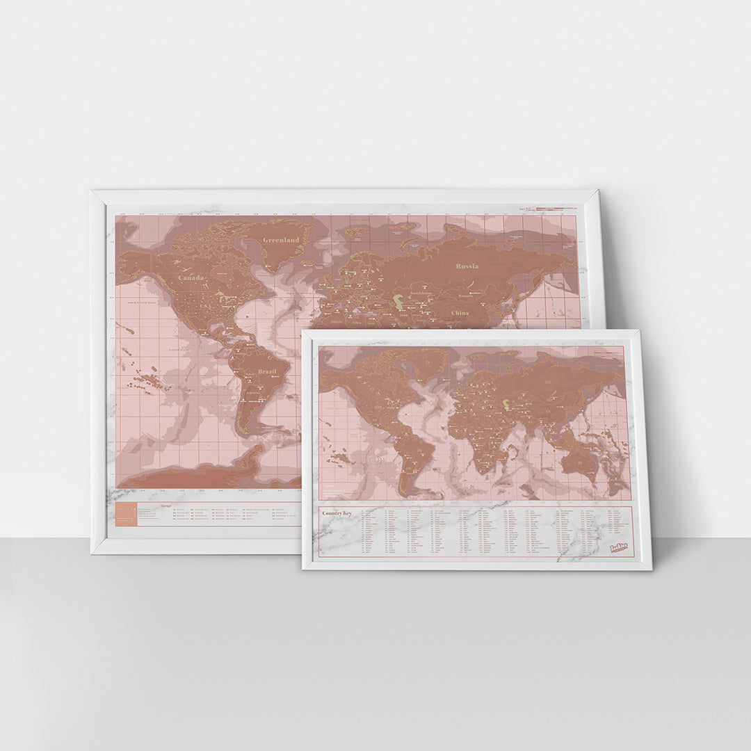 Scratch Map Skrabekort Rose Gold Travel Verdenskort til rejse
