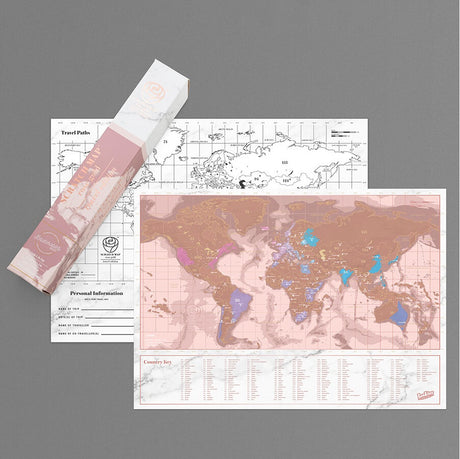 Scratch Map Skrabekort Rose Gold Travel Verdenskort til rejse